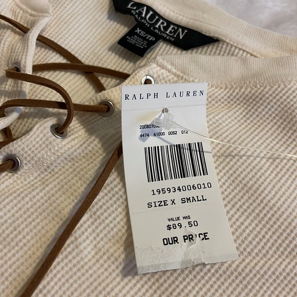 NWT Ralph Lauren Lace-Up Tee - Picture 4 of 4